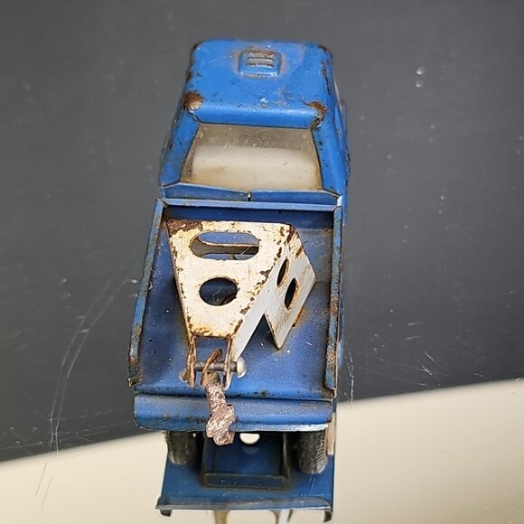 Vintage Japan Made Pressed Steel Cab Over Engine Blue Tow Truck Japanese - Picture 4 of 8